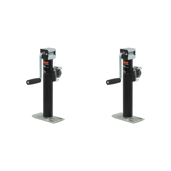 CURT (2-Pack) Pipe-Mount Swivel Jack with Side Handle (2,000 lbs, 10" Travel) - CURT