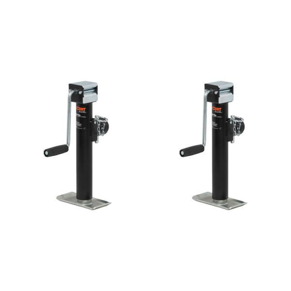 CURT (2-Pack) Pipe-Mount Swivel Jack with Side Handle (5,000 lbs, 10" Travel) - CURT