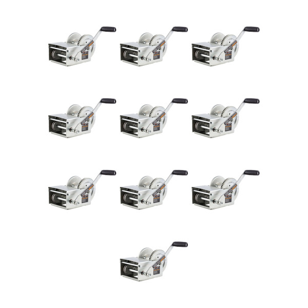 CURT (10-Pack) Hand-Crank Brake Winch, 2,500 lbs, 15.8:1 Gear Ratio, 10.6" Handle - CURT