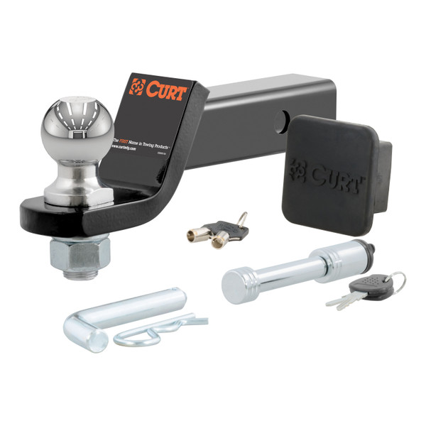 CURT Towing Starter Kit with 2" Ball (2" Shank, 7,500 lbss, 2" Drop) Trailer Hitch Ball Mount Kit - CURT
