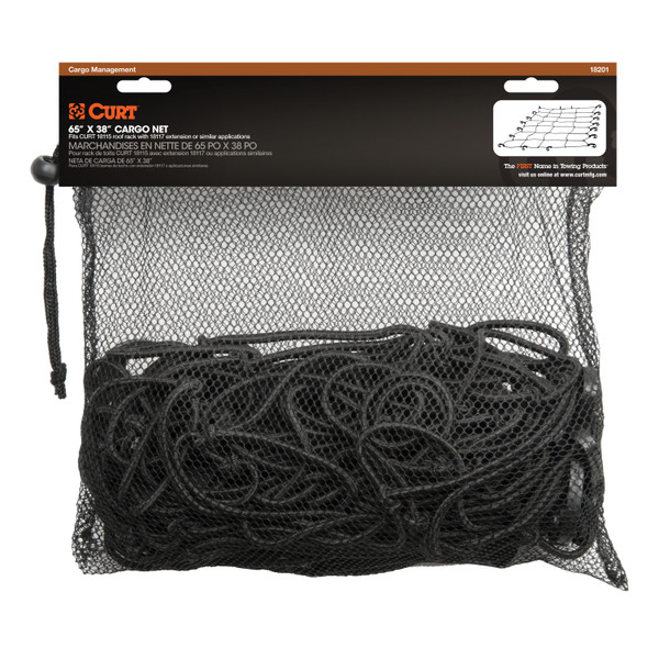 CURT 65" x 38" Elastic Cargo Net for Extended Roof Basket Roof Rack
