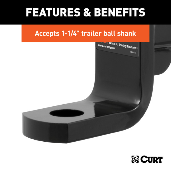 CURT Class 4 Ball Mount (2" Shank, 10,000 lbss., 6" Drop, 9-3/8" Long) Trailer Hitch Ball Mount