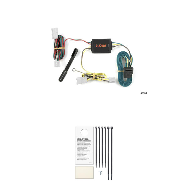 CURT Custom Wiring Harness, 4-Way Flat Output, Select Hyundai Santa Fe, Kia Forte Trailer Connector Kit - CURT