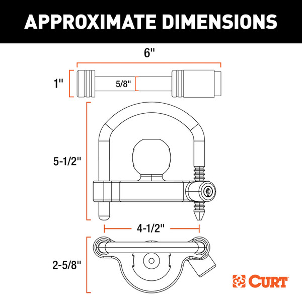 CURT Hitch & Coupler Lock Set, 2" or 2-1/2" Receivers, 1-7/8" to 2-5/16" Couplers 23092