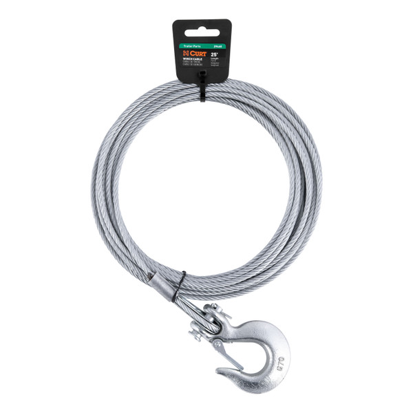 CURT 25' Winch Cable with Snap Hook (4,200 lbs.) 29460 - CURT