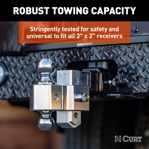 CURT AlumaLite Adjustable Aluminum Hitch with Dual Ball, 3-1/2" Drop