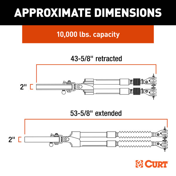 CURT 70012 Seeker Steel RV Tow Bar, 10,000 Pounds, 2-Inch Shank
