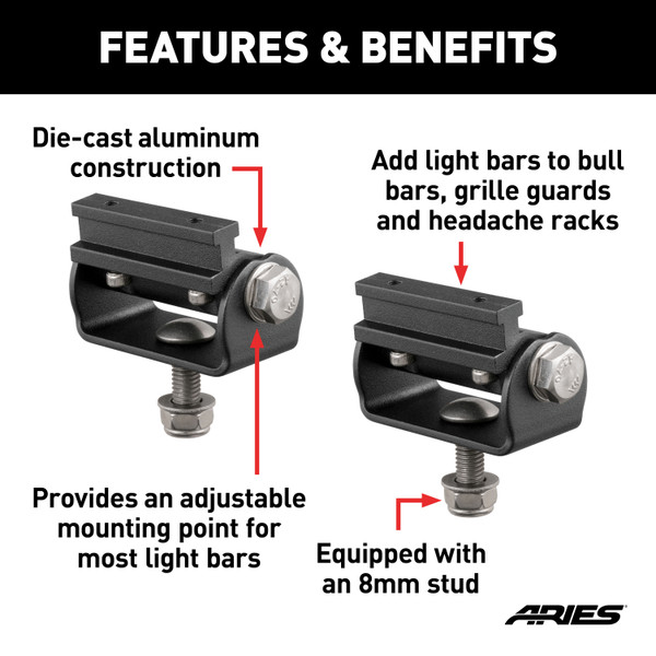 ARIES Base-Mount Light Bar Brackets Light Bar