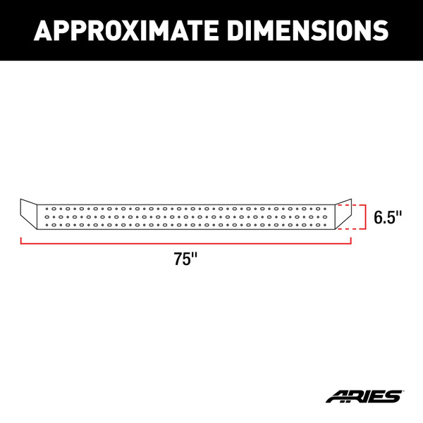 ARIES RidgeStep 6-1/2" x 75" Black Steel Running Boards, Select Silverado, Sierra Crew Step Nerf Bar Kit