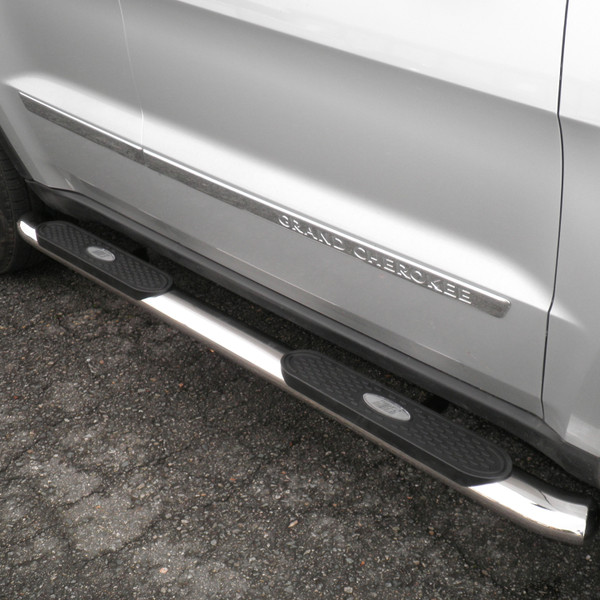 ARIES 4" Polished Stainless Oval Side Bars, Select Jeep Grand Cherokee Step Nerf Bar Kit