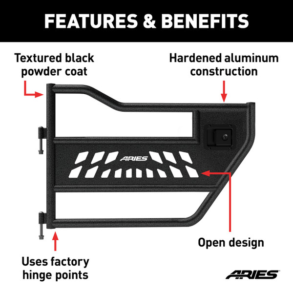 ARIES Jeep Wrangler JK Aluminum Rear Tube Doors Door