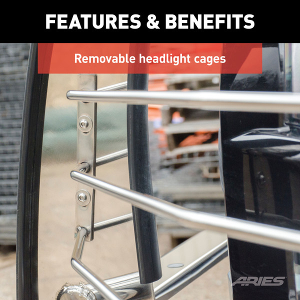 ARIES Polished Stainless Grille Guard, Select Ford Excursion, F-250, F-350 Super Duty Grille Guard