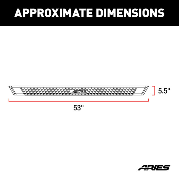 ARIES AdvantEDGE 5-1/2" x 53" Black Aluminum Side Bars, Select Ford F-250, F-350 Step Nerf Bar Kit