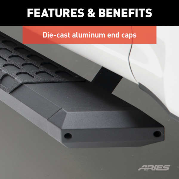 ARIES AdvantEDGE 5-1/2" x 75" Black Aluminum Side Bars, Select Ford F-250, F-350 Step Nerf Bar Kit