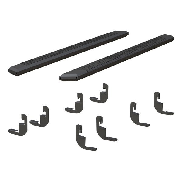 ARIES AdvantEDGE 5-1/2" x 91" Black Aluminum Side Bars, Select Silverado, Sierra Crew Step Nerf Bar Kit - ARIES