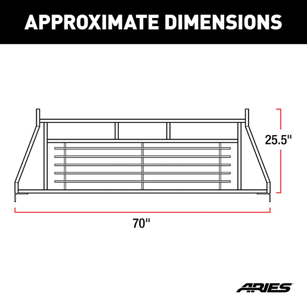 ARIES Classic Black Steel Headache Rack, Select Chevrolet, Ford, Dodge, GMC, Ram Truck Cab Protector / Headache Rack