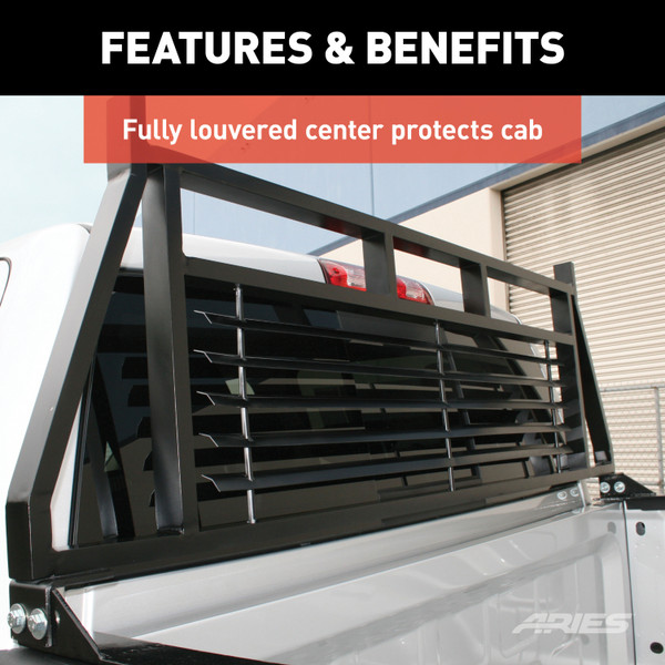 ARIES Classic Black Steel Headache Rack, Select Ford F-150 Truck Cab Protector / Headache Rack
