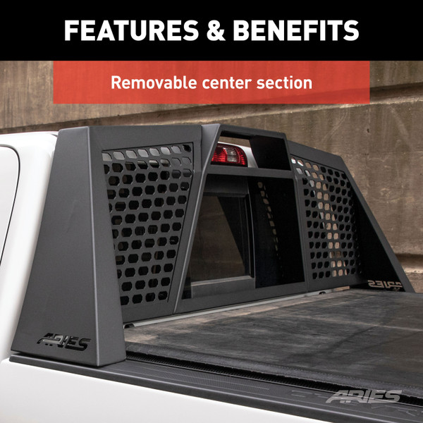 ARIES Switchback Black Aluminum Headache Rack, Select Chevrolet Silverado, GMC Sierra Truck Cab Protector / Headache Rack