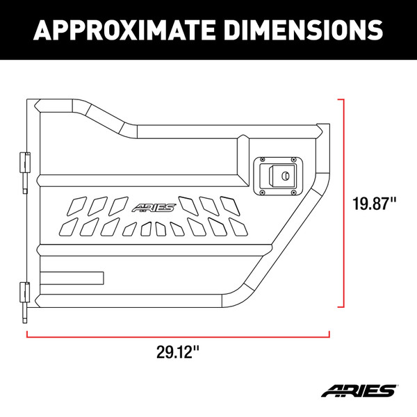 ARIES Jeep Wrangler JL, Gladiator Aluminum Rear Tube Doors Door