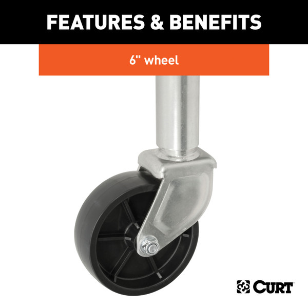 CURT Marine Jack with 6" Wheel (1,200 lbs, 10" Travel) Trailer Jack
