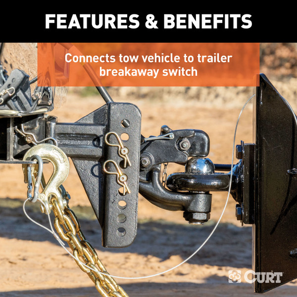 CURT Replacement Breakaway Switch Lanyard (Packaged) Electric Brake Control Connector