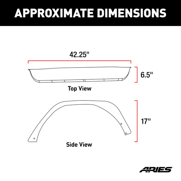 ARIES Jeep Wrangler JL Black Aluminum Rear Fender Flares Fender Flare