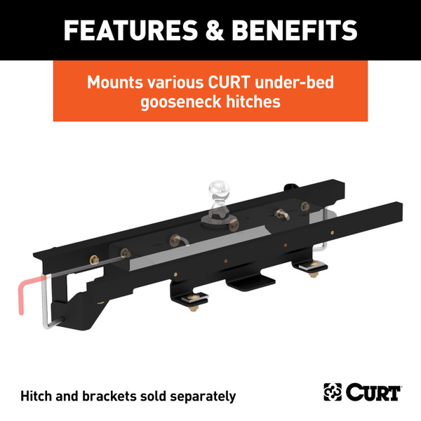 CURT Double Lock Gooseneck Install Brackets, Select Dodge, Ram 1500, w/ Coil Springs Gooseneck Trailer Hitch Mount Kit