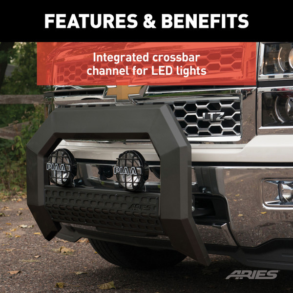 ARIES AdvantEDGE 5-1/2" Black Aluminum Bull Bar, Select Silverado, Sierra 2500, 3500 Brush Guard