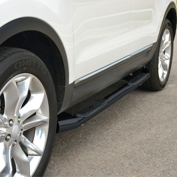 ARIES 3" Round Black Steel Side Bars, Select Ford Explorer Step Nerf Bar Kit