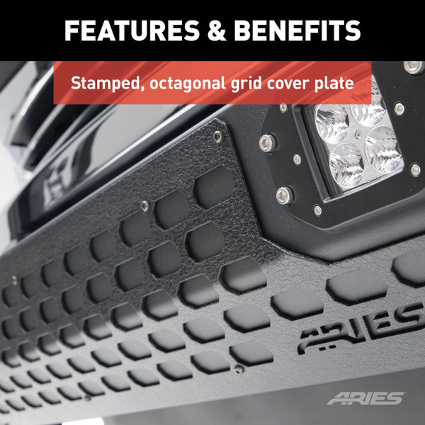 ARIES AdvantEDGE 5-1/2" Black Aluminum Bull Bar with Lights, Select Ford Super Duty Brush Guard