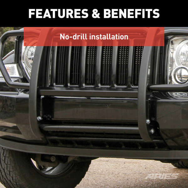 ARIES Black Steel Grille Guard, Select Jeep Liberty Grille Guard