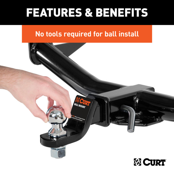 CURT 2,000 lb Class 1 Trailer Hitch & Switch Ball Set with Anti-Rattle Pin - 3-Piece Complete Bundle Kit