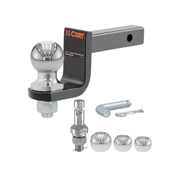 CURT 3,500 lbs Towing Starter Kit with 2" Ball (1-1/4" Shank, 3-1/4" Drop) Trailer Hitch Ball Mount with Switch Ball Trailer Ball Set (1-7/8", 2" & 2-5/16" Balls, 1" x 2-1/4" Shank) - CURT