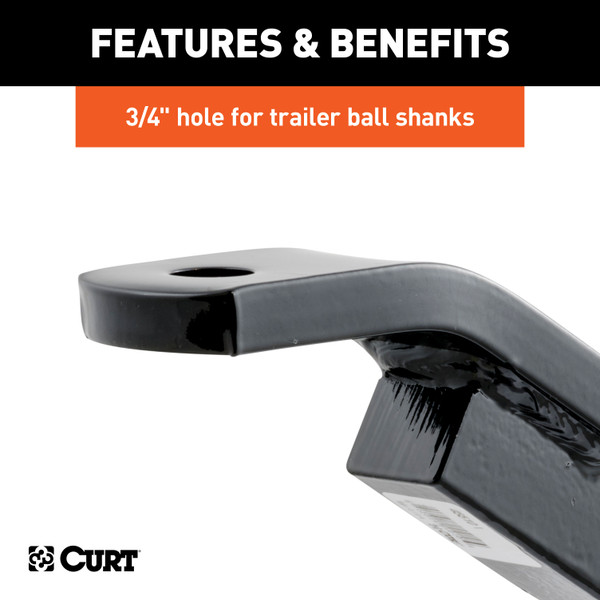 CURT 45510 Class 2 Trailer Hitch Ball Mount, Fits 1-1/4-Inch Receiver, 3,500 lbs, 3/4-Inch Hole, 3-1/8-Inch Rise with Anti-Rattle Hitch Clamp for 2" Receiver
