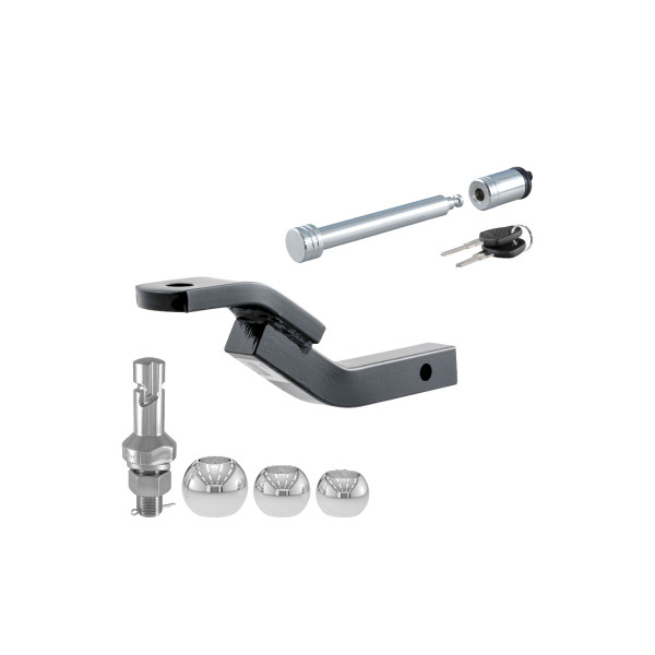 CURT 3,500 lbs Class 2 Trailer Hitch Ball Mount, 1-1/4-Inch Receiver, 3/4-Inch Hole, 3-1/8-Inch Rise with Switch Ball Trailer Ball (1-7/8", 2", 2-5/16") & 5/8" Hitch Lock - CURT