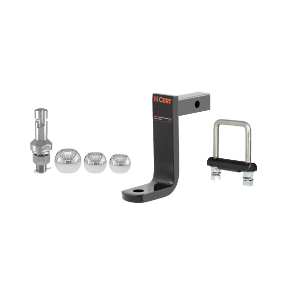 CURT Class 1 Ball Mount (1-1/4" Shank, 2,000 lbs, 6" Drop, 5-9/16" Long) Trailer Hitch Ball Mount with Switch Ball Trailer Ball (1-7/8", 2", 2-5/16" Balls) & Anti-Rattle Hitch Clamp for 2" Receiver - CURT