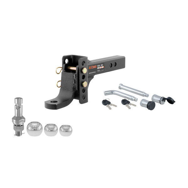 CURT 2" Shank, 6,000 lbs, 6-3/4" Drop Trailer Hitch Ball Mount with Channel Mount Lock Set & Switch Ball Trailer Ball (1-7/8", 2", 2-5/16") - CURT