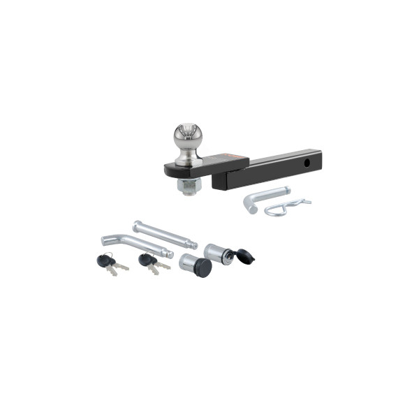 CURT 3,500 lbs 2" Ball (1-1/4" Shank, 3/4" Rise) Trailer Hitch Ball Mount with 5/8" Diameter Channel Mount Lock & Trailer Hitch Lock - CURT
