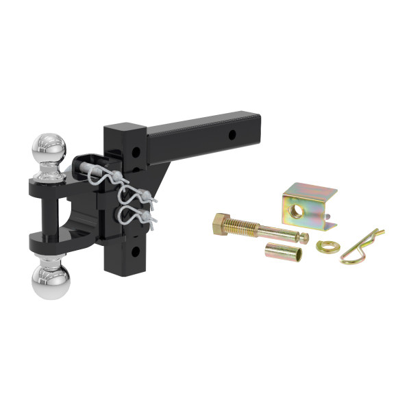 CURT Adjustable Multipurpose Ball Mount (2" Shank, 2" & 2-5/16" Balls) Trailer Hitch Ball Mount with Anti-Rattle Hitch Pin and Shim (Fits 2" Receiver with 5/8" Hole) - CURT