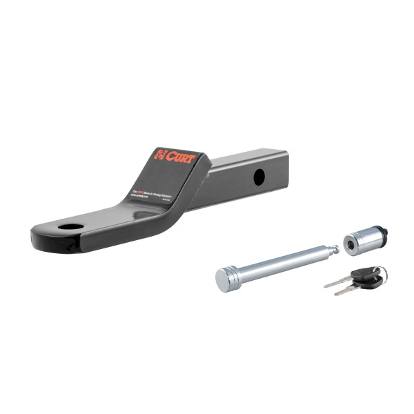 CURT Class 2 Ball Mount (1-1/4" Shank, 3,500 lbs, 1" Drop, 7-13/16" Long) Trailer Hitch Ball Mount with 5/8" Hitch Lock (3" Receiver, Barbell, Chrome) - CURT