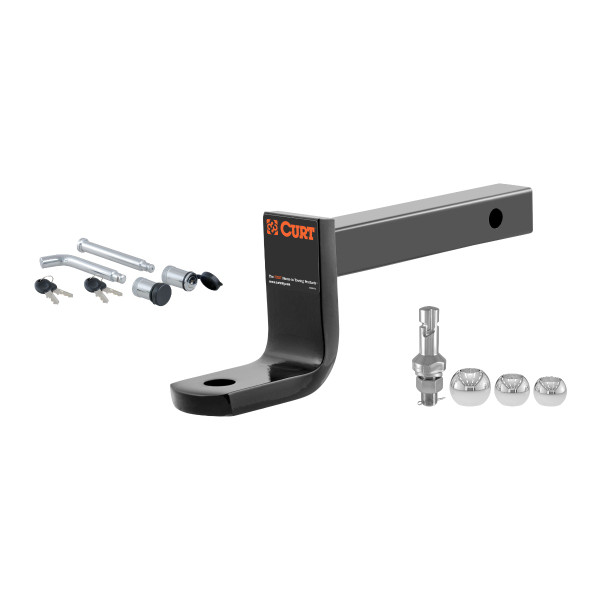 CURT Class 2 Ball Mount (1-1/4" Shank, 3,500 lbs., 3-1/4" Drop, 9-3/8" Long) Trailer Hitch Ball Mount with Switch Ball Trailer Ball (1-7/8", 2", 2-5/16") & Channel Mount Lock (5/8" Diameter) - CURT