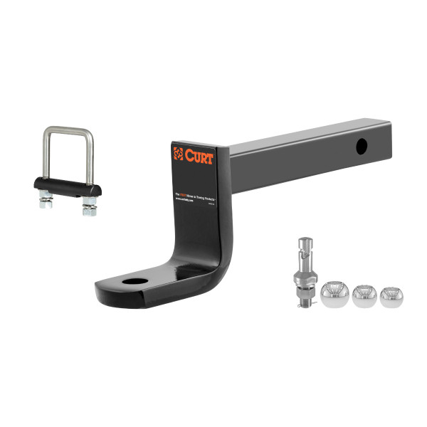 CURT Class 2 Ball Mount (1-1/4" Shank, 3,500 lbs, 3-1/4" Drop, 9-3/8" Long) Trailer Hitch Ball Mount with Switch Ball Trailer Ball (1-7/8", 2", 2-5/16") & Anti-Rattle Hitch Clamp for 2" Receiver - CURT