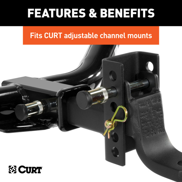 CURT Class 2 Ball Mount (1-1/4" Shank, 3,500 lbs, 3-1/4" Drop, 6-1/4" Long) Trailer Hitch Ball Mount with 5/8" Diameter Channel Mount Lock