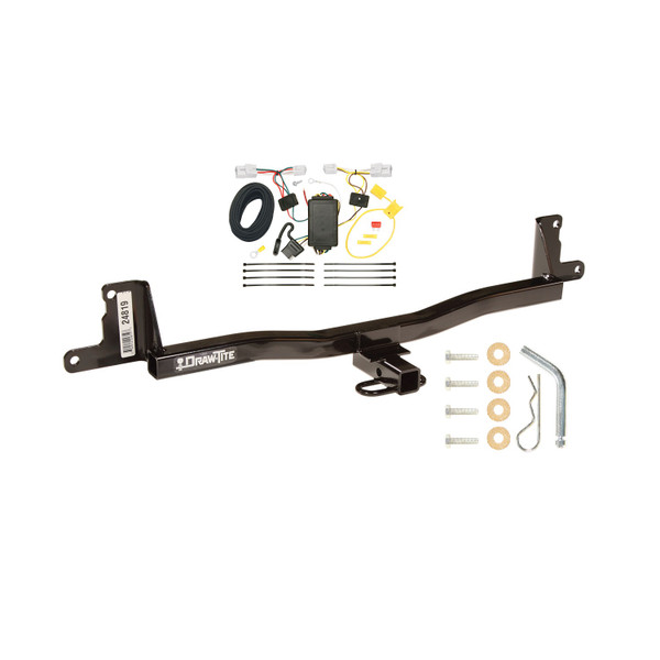 2007-2011 Toyota Yaris 4 Dr. Sedan Draw-tite Class 1 Trailer Hitch, 1-1/4 Inch Square Receiver Bundle w/ Plug-n-Play T-One Wiring Harness - Draw-tite