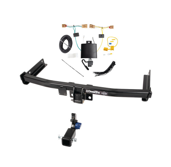 2019-2024 Volkswagen Tiguan Draw-Tite Hidden Hitch Completely Hidden Trailer Hitch 2 Inch Removable Receiver Bundle w/ Plug-n-Play T-One Wiring Harness - Draw-tite
