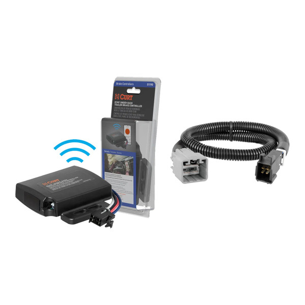 2018-2025 Jeep Wrangler JL, Unlimited (4-door) CURT Echo Under-Dash Trailer Brake Controller, Bluetooth® Smartphone for 1-4 Axles #51190 - CURT