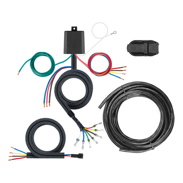 CURT 59004 Universal 7-Way Custom Towing Harness with HD Converter Module, Backup, and Brake Control Harness - CURT