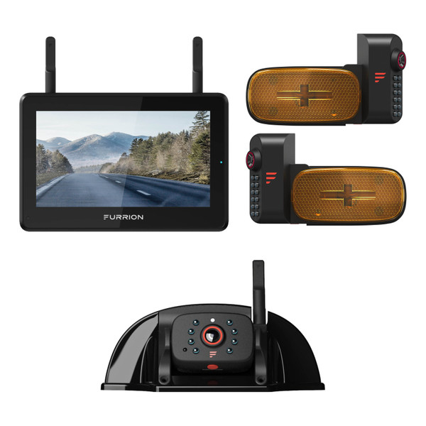 Furrion Vision S®+ RV Observation System - 7" Monitor, Side Cameras with LED Marker Lights, Sharkfin Camera #2021124369 - Furrion