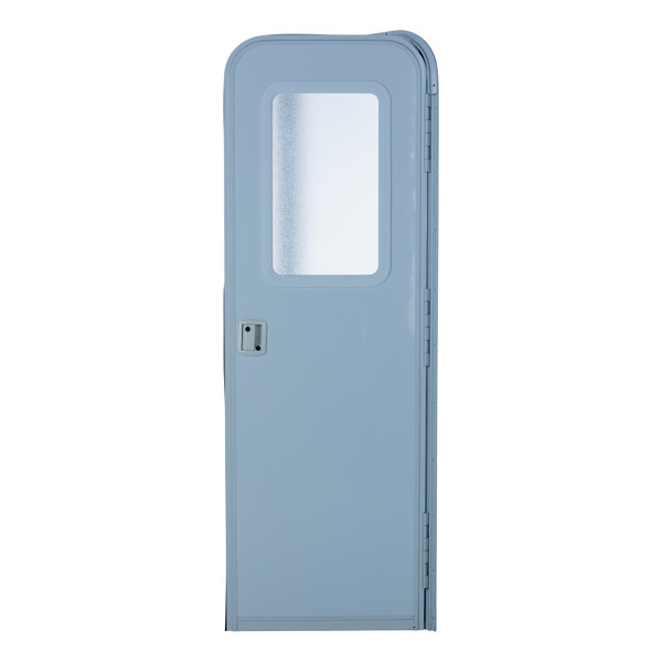 Lippert Right Hinge RV Radius Entry Door with Screen Door - 30" x 72" (Polar White, White Window Frame) #V000384493 - Lippert