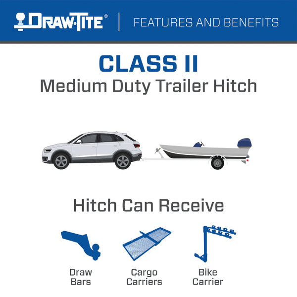 2008-2011 Mazda Tribute Draw-tite Class 2 Trailer Hitch, 1-1/4 Inch Square Receiver Bundle w/ Plug-n-Play T-One Wiring Harness